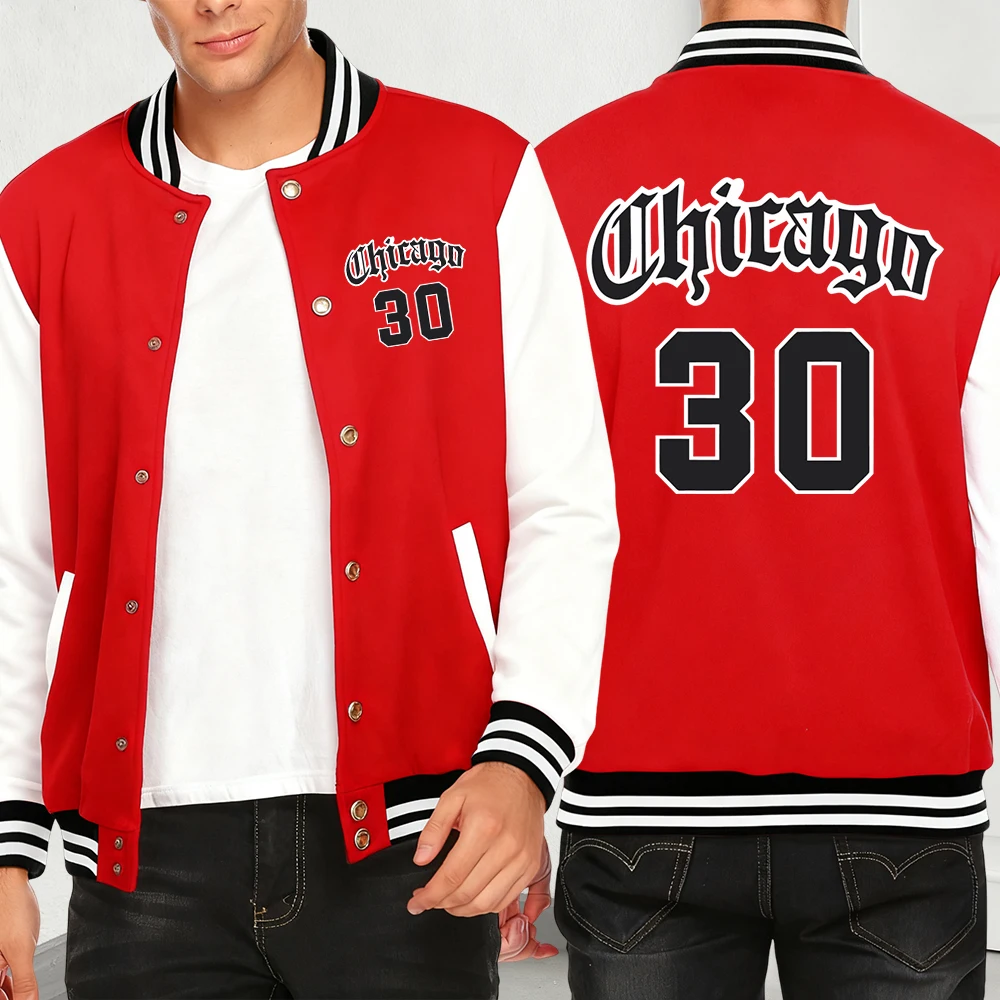 

Осенние куртки с принтом Chicago Letter Number 30, мужские индивидуальные бейсбольные майки в стиле хип-хоп, свободная повседневная одежда, модное пальто Y2K