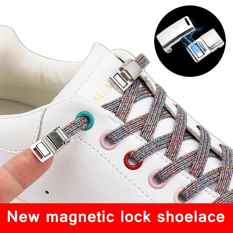 New Magnetic Lock Shoelaces Elastic No tie Shoe laces Sneakers Shoelace Flat Kids Adult Lazy Laces Fits All Shoes 26 Colors