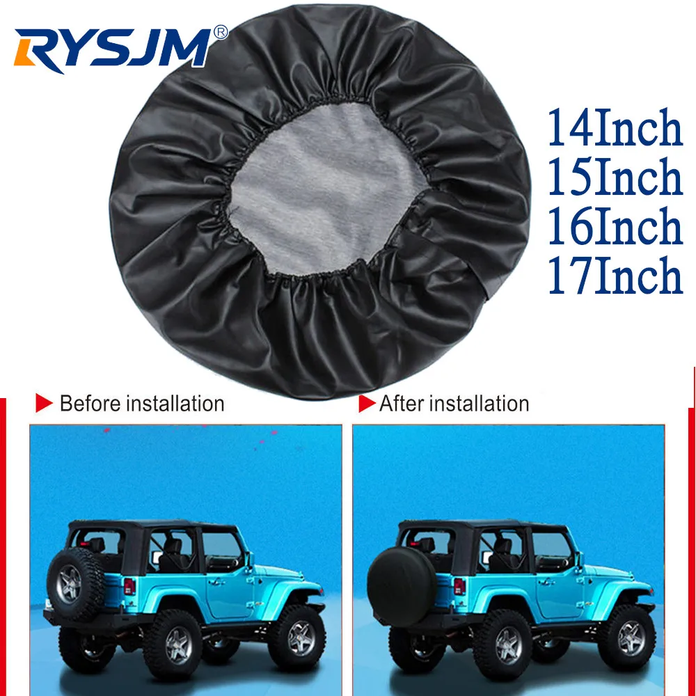 Capa de pneu de carro em PVC e couro PU de 14, 15, 16 e 17 polegadas, capa para roda sobressalente para Suzuki, para Toyota, capa protetora para pneu de carro. ﻿