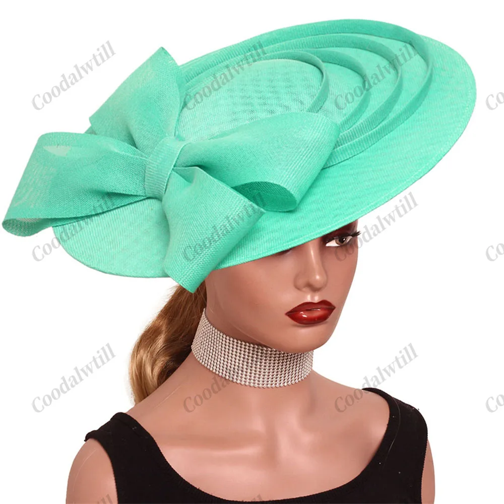 Tocado grande Derby para boda, velos de fiesta para mujer, tocado con lazo, nueva moda, señora Royal Ascot, gorro grande de sombrerería, diadema