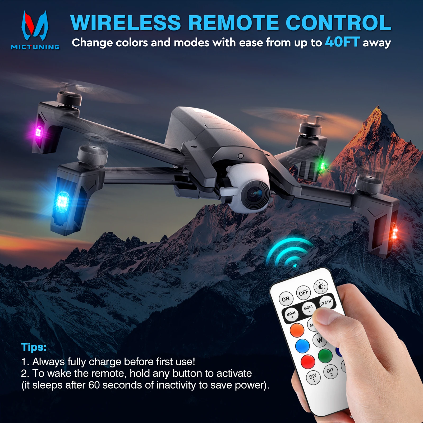 MICTUNING Wireless 9-LED Strob - Drone Strobe Light ulasan dan harga