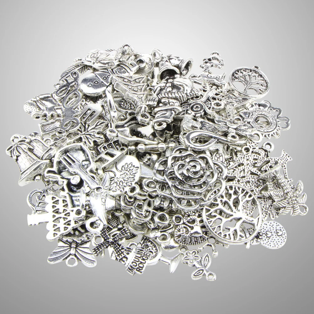 

100 Pcs Alloy Beads DIY Pendant Accessories Christmas Theme Tibetan Silver Necklace Bracelet Earrings Craft Jewelry Making
