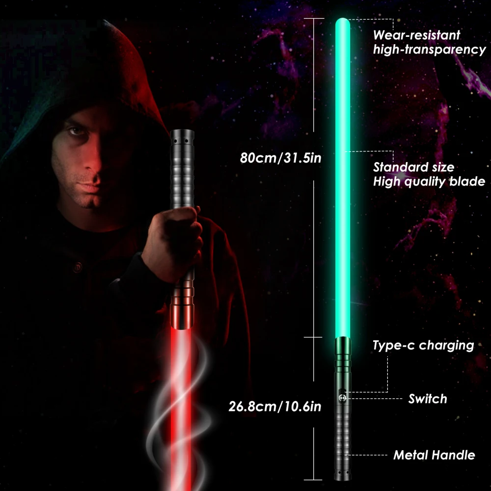 RGB Lichtschwert Glatte Schaukel Schwere Dueling 12 Sets Sound Wirkung Laser Schwert 15 Ändern Farbe Kraft FX Blaster FOC Lock up