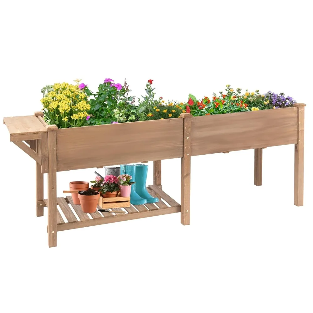 

Raised Garden Bed Outdoor with Legs, 81"x 23" x 31" Elevated Wood Planter Box Stand for Backyard Patio, Garden, Customized