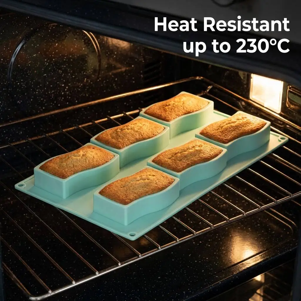 Food Grade 6-Cavity Rectangle Frame Silicone Mold for DIY Chocolate Energy Bar Gummy Jelly Molds BPA Free Kitchen Bakeware Tools
