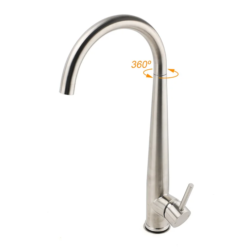 Imagem -02 - Kylins-torneira de Pia Gourmet Inoxidável Escovado Gooseneck Tap Torneira de Cozinha Torneiras de Banheiro Acessórios de Cozinha Misturador