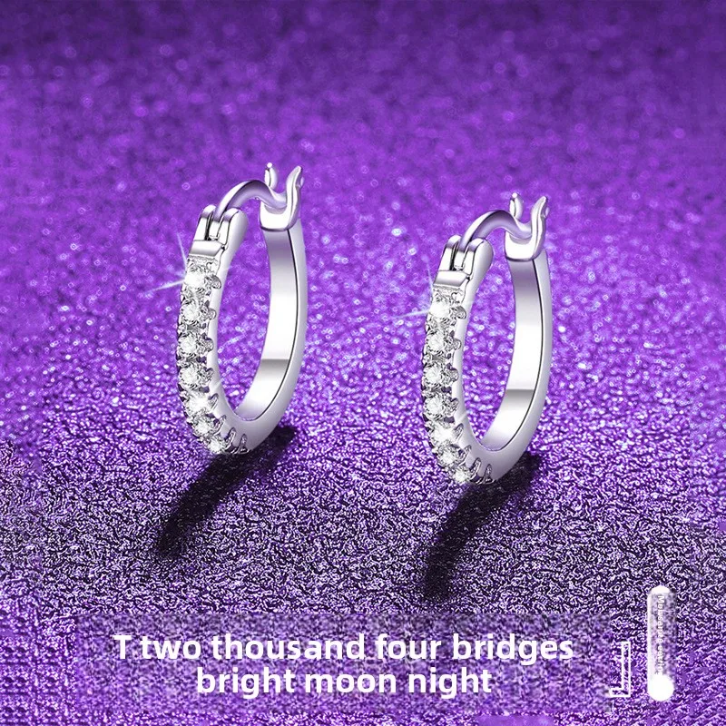 

S925 Silver White Gold Plated 0.24CT D Color Moissanite New Chinese Style Earrings for Women, Exquisite Jewelry.