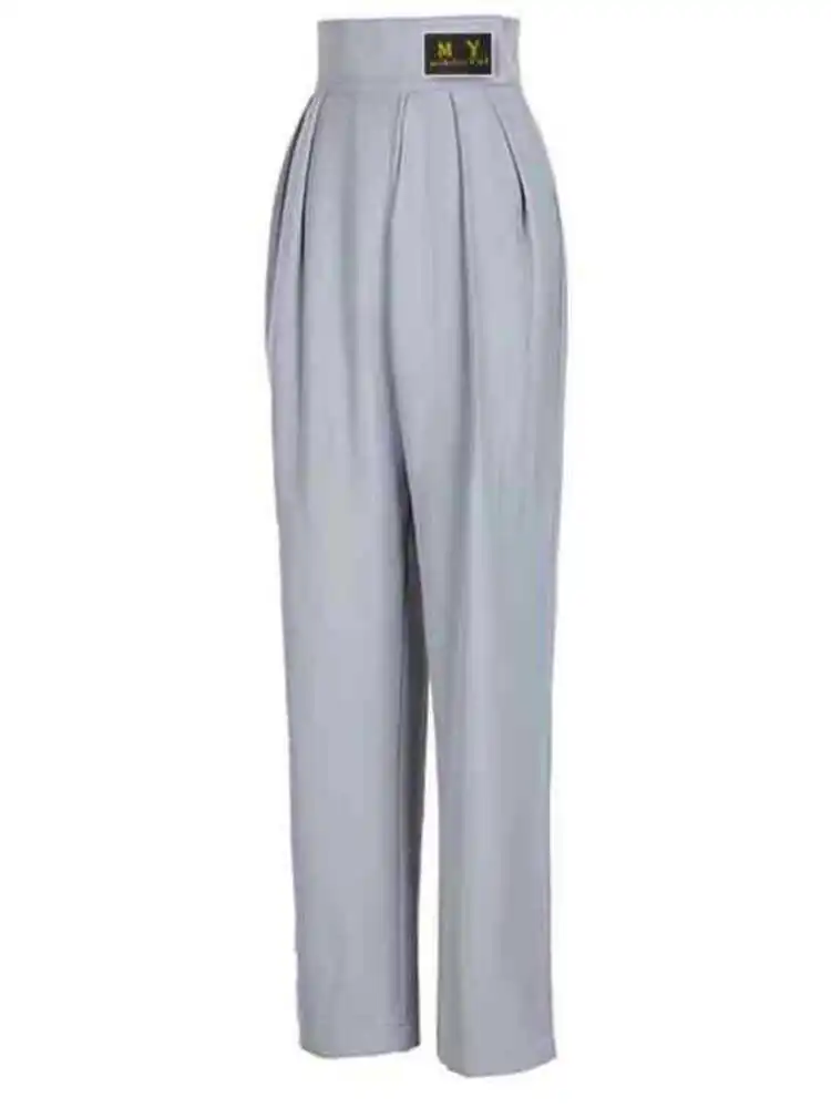 Solid Color Latin Dance Practice Line Pants Women Waltz Costume Jazz High Waist Competition Stage Classical Wide Leg Trousers