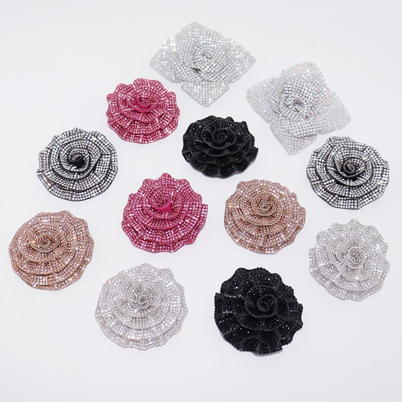 Glass Rhinestone Camellia Flowers Applique As Wedding Dresses Bags Shoes Flowers Brooches Hair Bands Home Decoration DIY H - Image 2