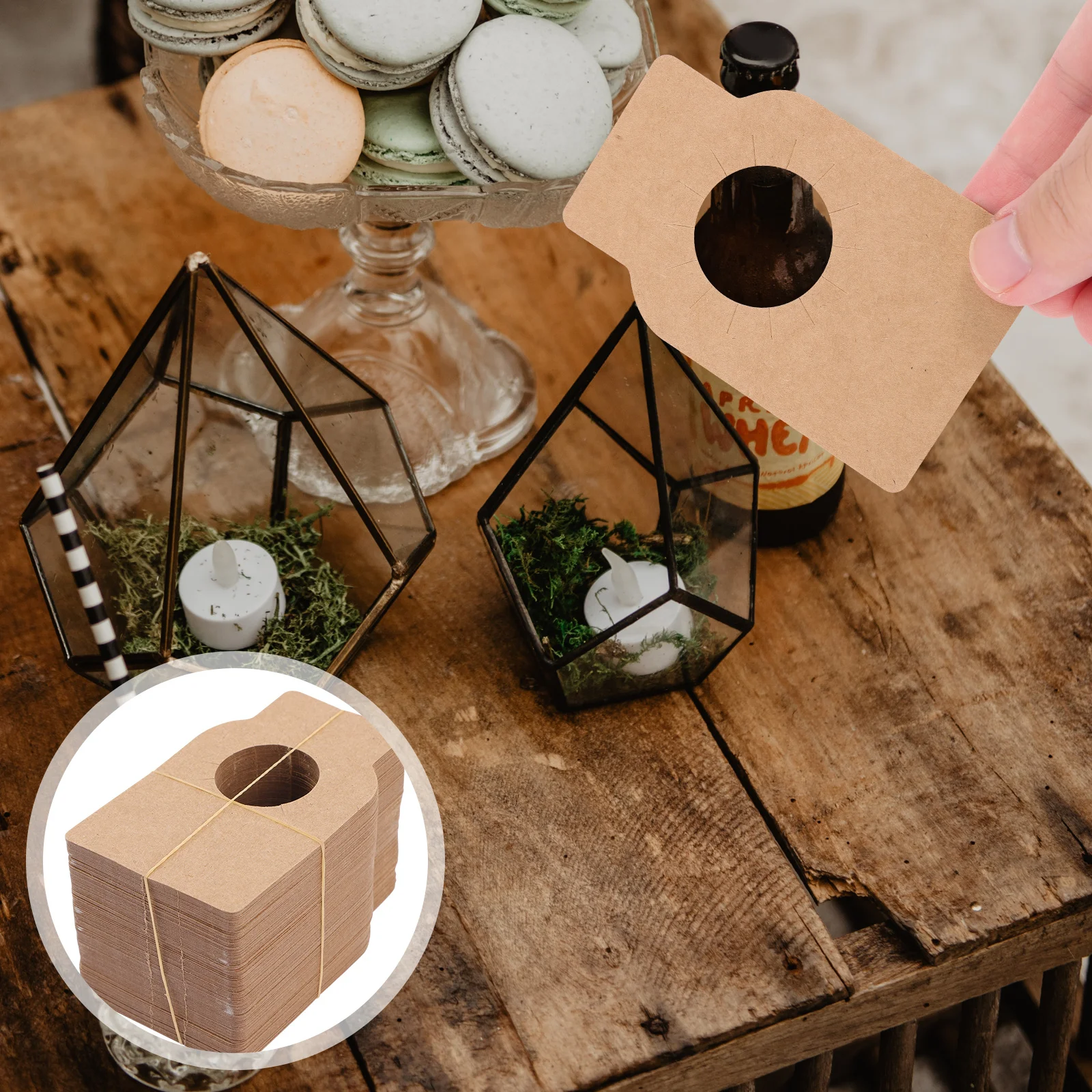 

100Pcs Wine Bottle Hanging Tags Kraft Paper DIY Label for Vintage Year Country Bottle Storage Racks Use