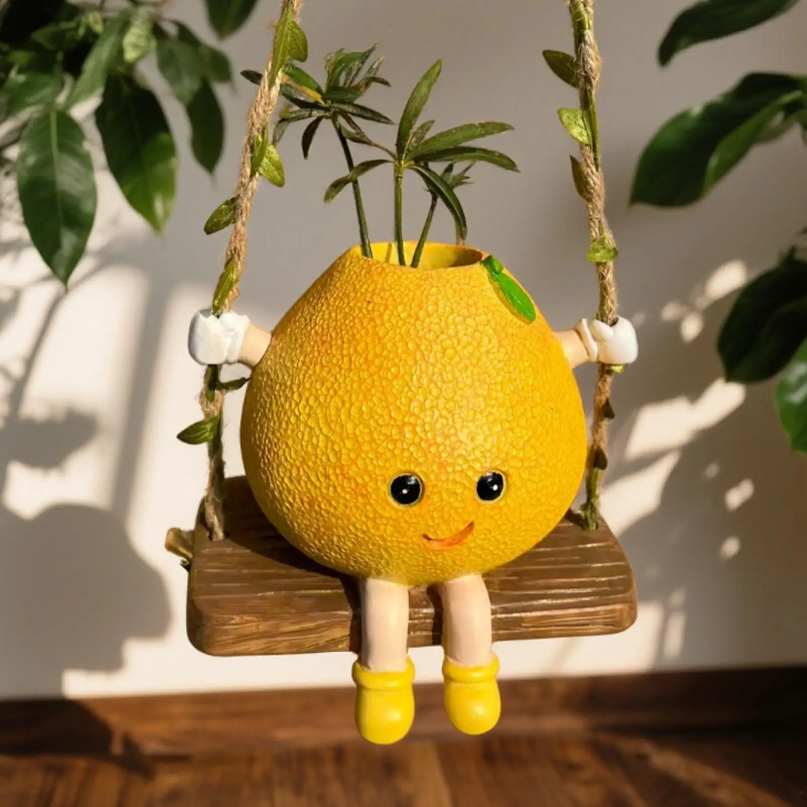 

Смола мультфильм грейпфрут качели настенный цветочный горшок настольный ваза из смолы декоративный маленький качающийся горшок качающийся горшок для суккулентов