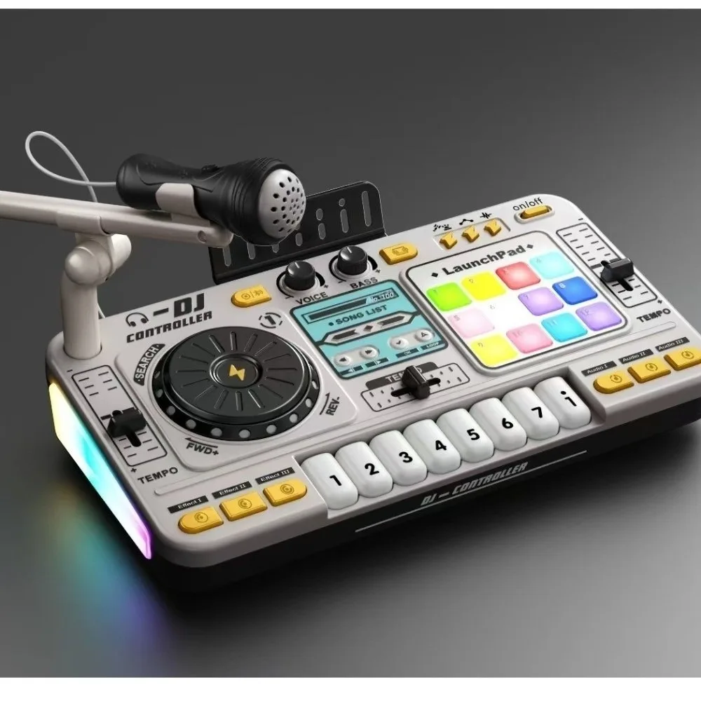 Mélangeur DJ multifonctionnel pour enfants, conception de Simulation interactive, contrôleur de platine DJ, effets de musique avec Microphone