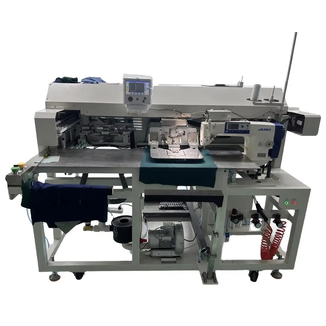 Iron-free High-Speed Industrial Flat-Bed Lock Stitch Single Needle Automatic Pocket Attaching Sewing Machine For T-Shirts Jeans