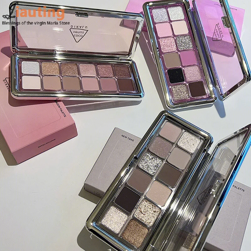 DIKALU 12 色グリッターアイシャドウパレット光沢のあるファッショナブルなアイメイクセメントカラー長期的なアイシャドウパレット化粧品