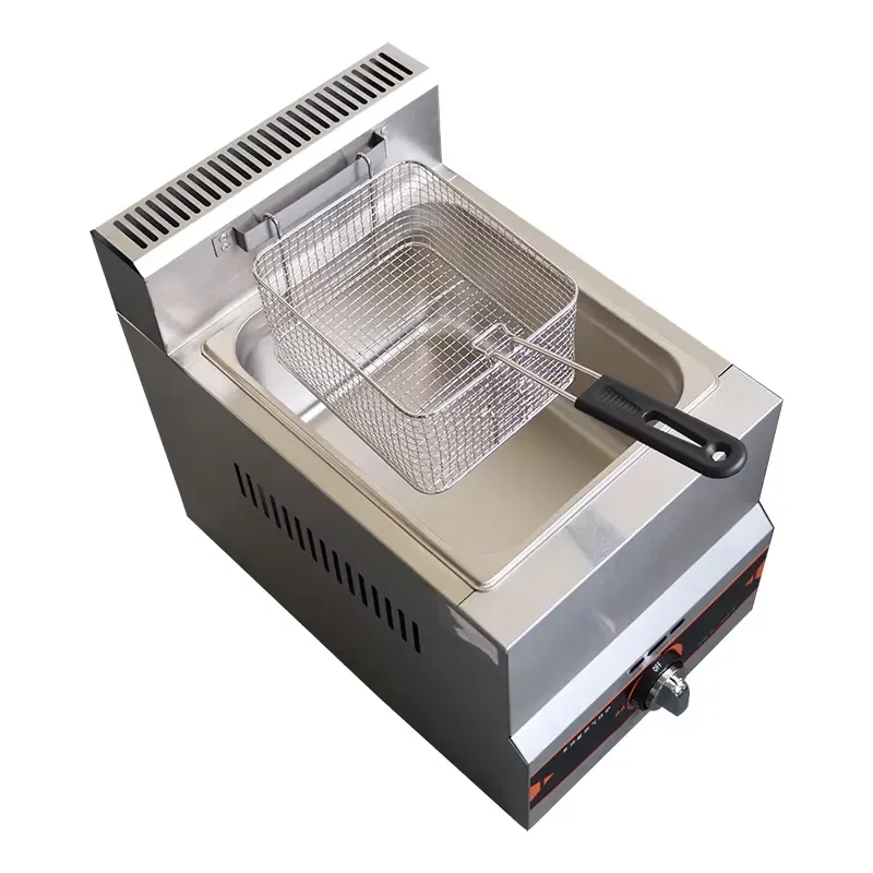 8L Stainless Steel Single Cylinder Gas Fryer for Industrial Use