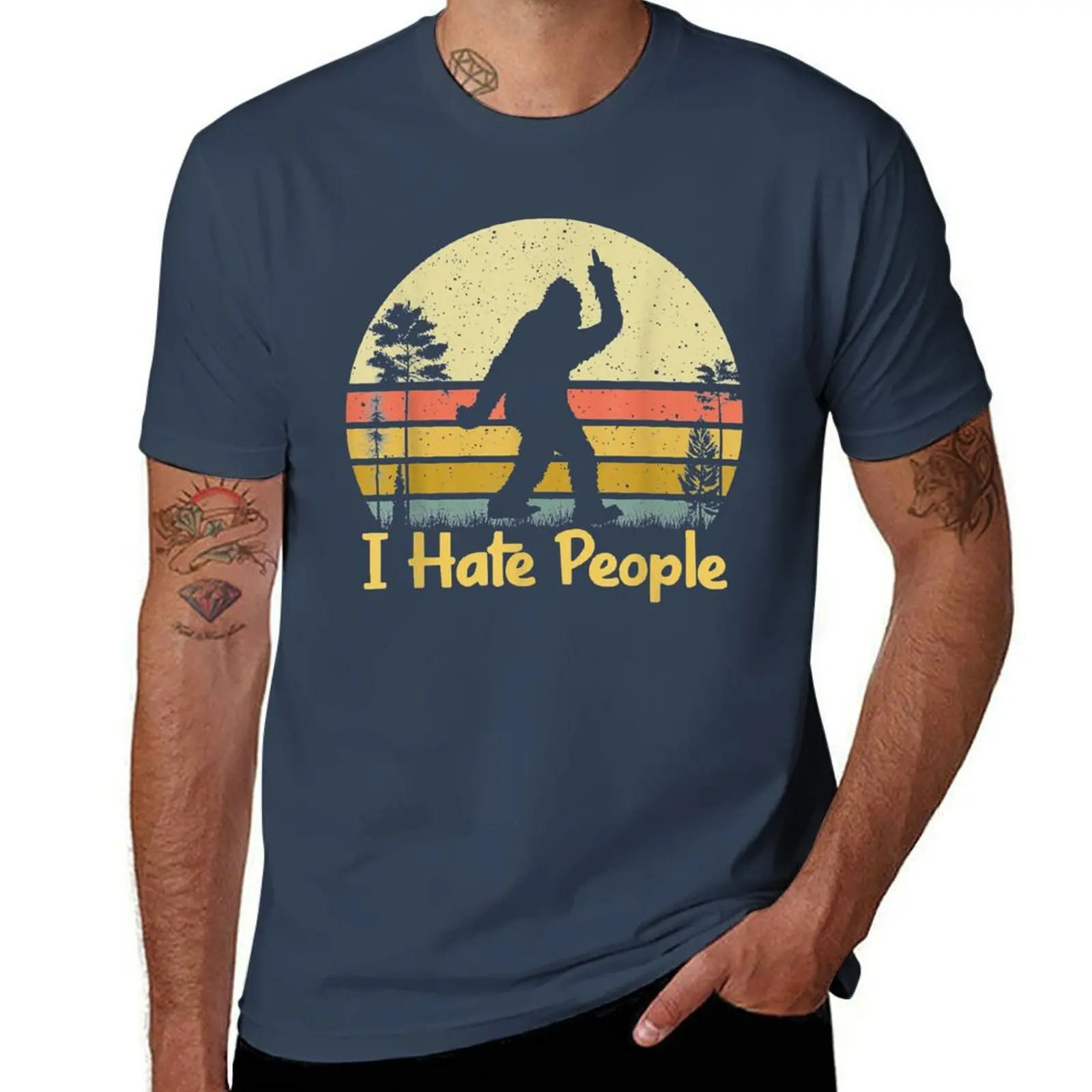 

Bigfoot Retro Sasquatch Hate People Middle I Finger Camping, T-Shirt Summer Sports Quick Dry T-Shirt