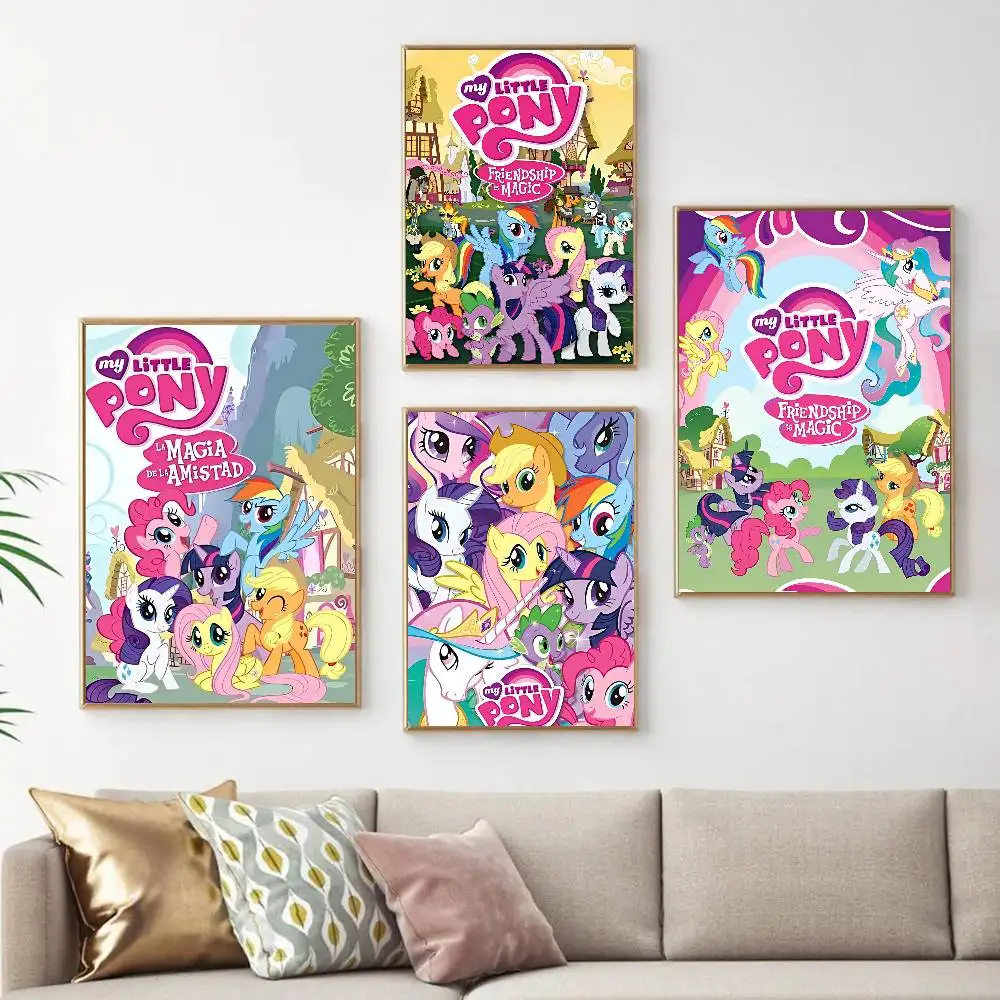 1pc My Cartoon P-Pony L-Little Movie Sticky Posters Retro Kraft Paper Sticker DIY Room Bar Cafe Aesthetic Art Wall Painting