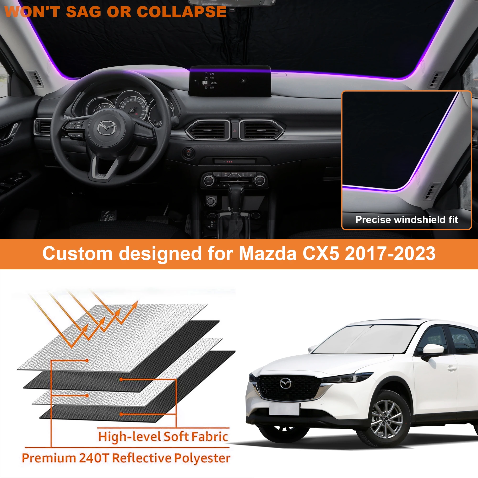 For Mazda CX5 CX 5 2017 2018 2019 2020 2021 2022 2023 Car Front Windshield Sunshade Cover Accessories