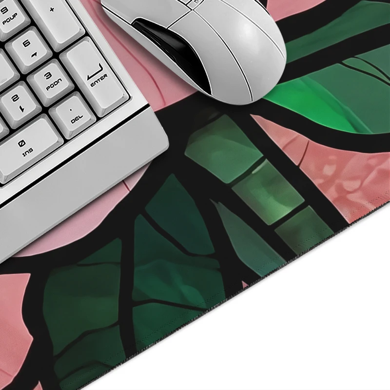 Mouse Pad Stained Glass Rose Gaming XL Home New Computer Mousepad XXL MousePads Non-Slip Natural Rubber Carpet Office Mouse Mats