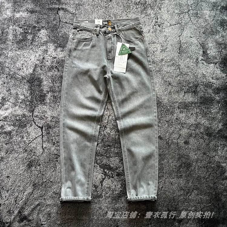 

Japanese Vintage Premium Gray Denim Jeans - Slim Straight Fit Men's High-End Craftsmanship (All-Season)