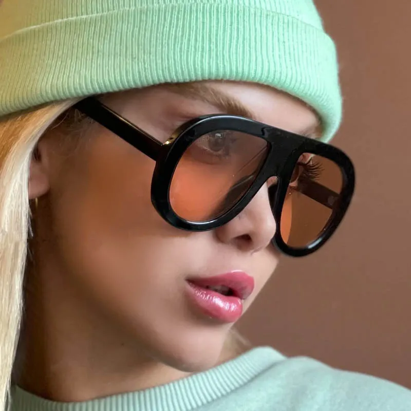 

Oversized Pilot Sunglasses Women Punk Fashion Big Frame Vintage Round Sun Glasses Men Shades Retro Gradient Shades UV400