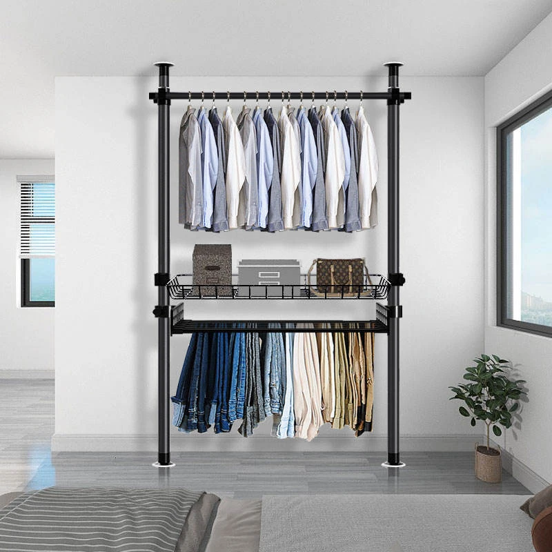 ##Simple Fabric Wardrobe Foldable & Extendable Double Steel Frame Closet For Bedroom, Walk-in, Storage