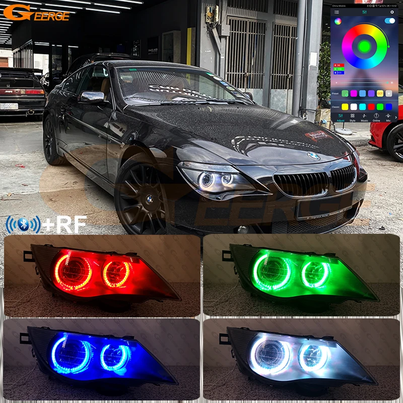 

For BMW 6 SERIES E63 E64 630Ci 630i 645Ci 650i M6 2003 2004 - 2010 Bluetooth APP Multi Color RGB Led Angel Eyes Kit Halo Rings