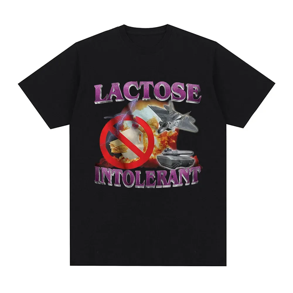 Lactose Resistant Patterned Printed T-shirt for Men and Women, Retro Fashion Short Sleeved T-shirt for Casual Comfort