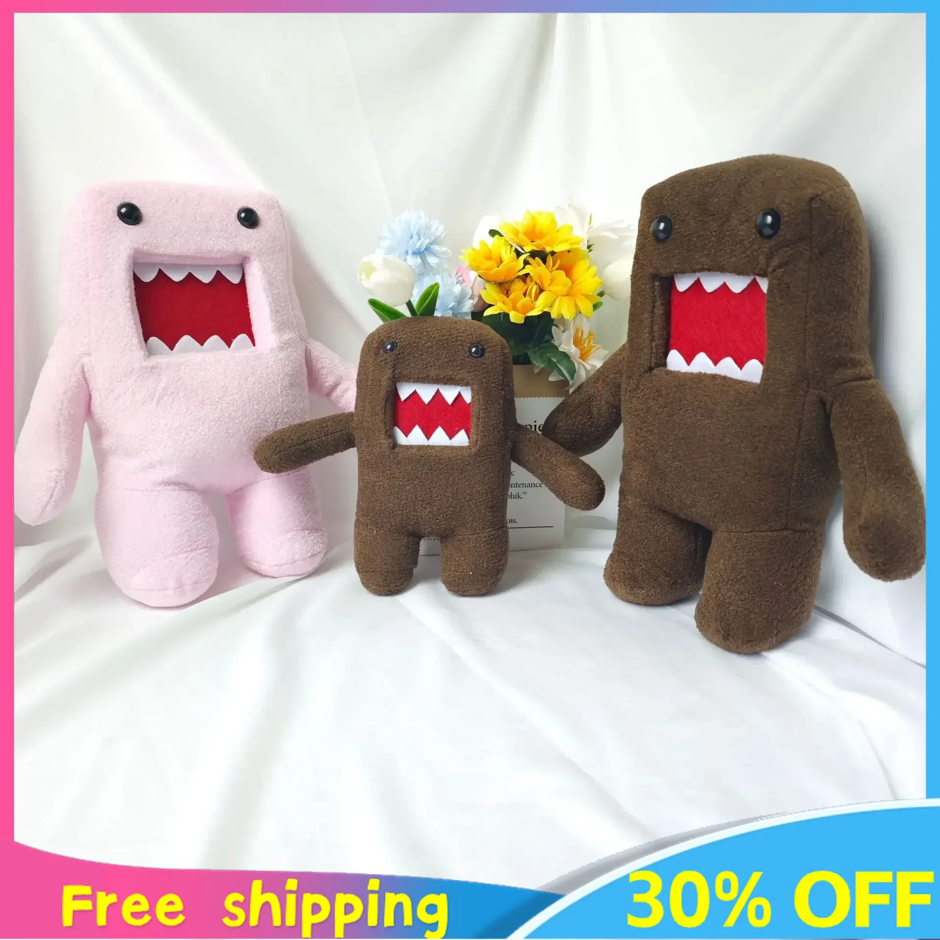 Anime Figure Plush Doll Domo Kun Cute and Soft Standing Posture Kawaii Model Collection Ornament Doll Birthday Gift Toys Kids