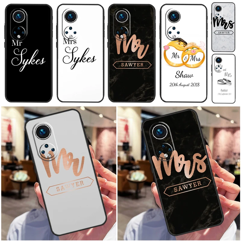 PERSONALISED MR & MRS WEDDING SURNAME Case For Honor 70 50 X7 X9 X8 Cover For Huawei P40 Lite P20 P30 Mate 50 Pro P Smart 2019