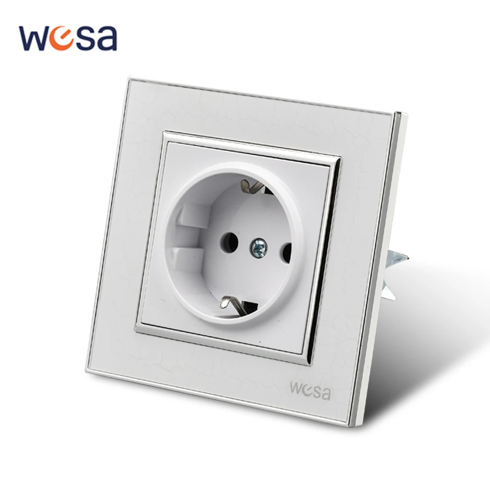 WESA prise murale Standard ue miroir blanc acrylique panneau ignifuge prise de courant 16A prise électrique Standard nouvelles au sol