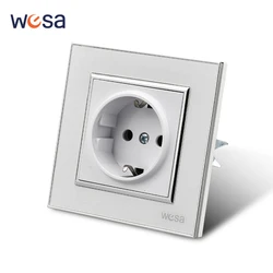 WESA EU Standard Wall Socket White Mirror Acrylic Flame Retardant Panel Power Socket 16A Electrical Outlet Standard Ground News