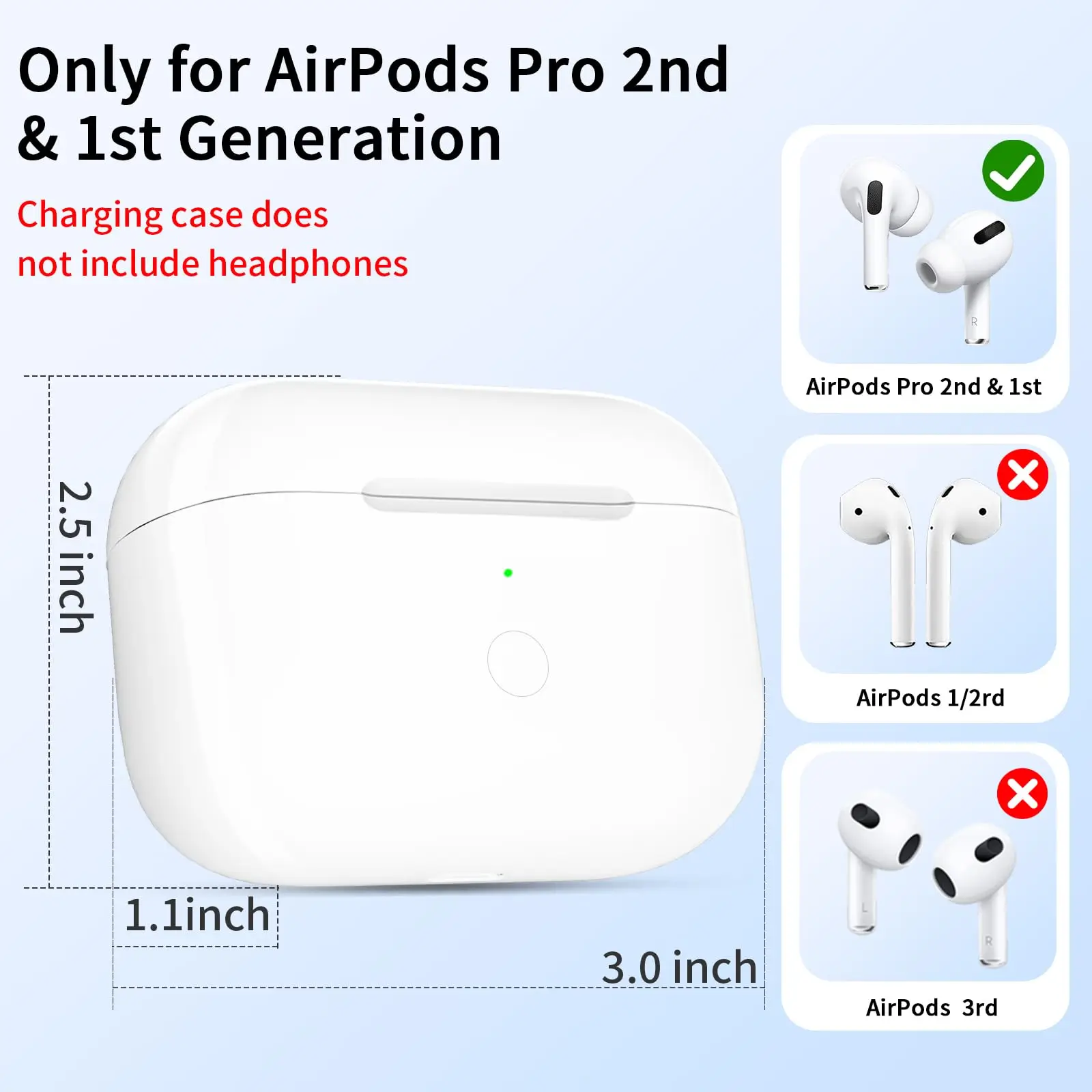 Imagem -06 - Carregamento Substituição para Airpods Pro Case Carregador sem Fio 1ª e 2ª Geração Airpods Pro Case de