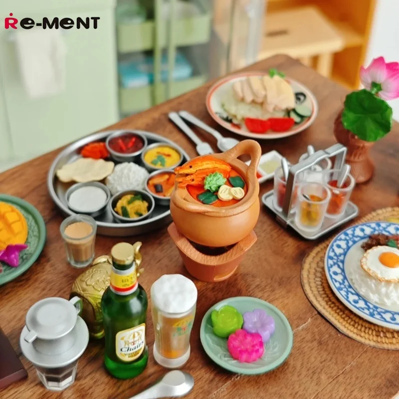 Figuras originales Re-Ment, comedor asiático, caja ciega de muestra Petit, escena en miniatura, juguete de dulces, colección de adornos, regalo para niños