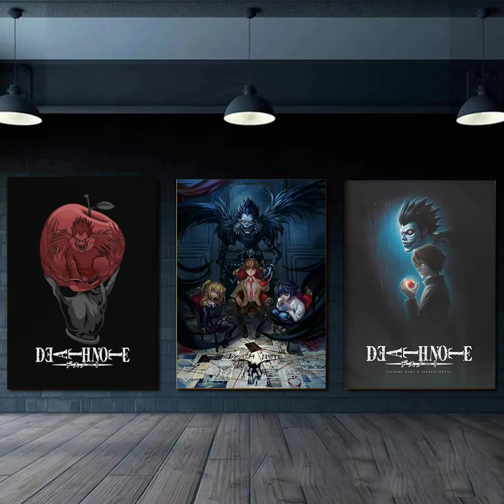 مذكرة الموت اليابانية التشويق أنيمي المشارك HD جودة عالية كول ياغامي ضوء الرسم على لوحات القماش الجدارية لعبة غرفة ديكور المنزل الهدايا