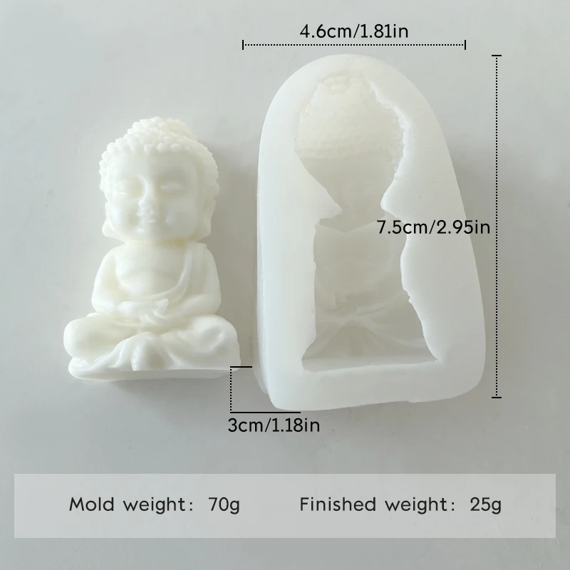 Molde de silicone para vela de buda, faça você mesmo, estátua de buda artesanal, modelagem de sabão artesanal, molde pingente de gesso