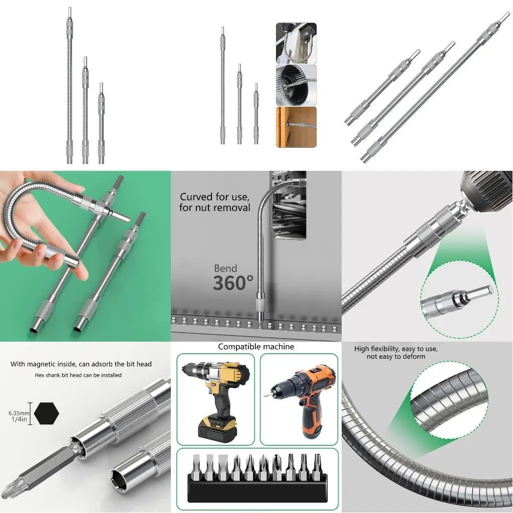 

652f 3pcs Магнитный 1/4 "шестнадцатеричный хвостовик