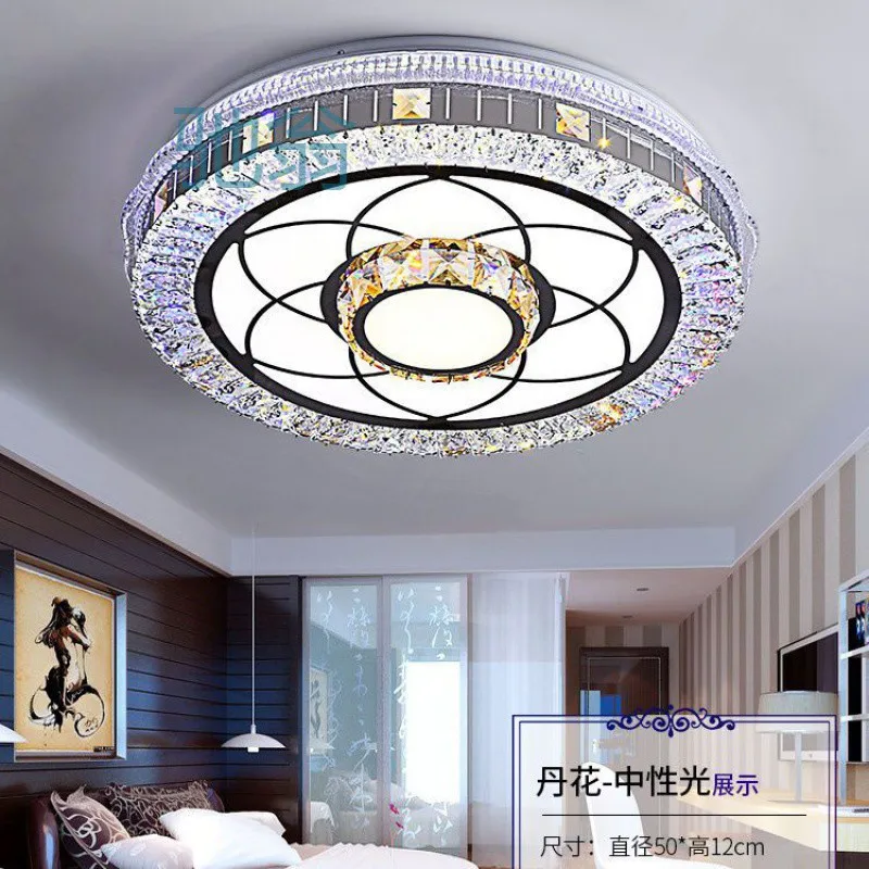 Silver Crystal LED Chips Crystal Lamp Lighting Fixture  Circle Light Diameter 500mm Pendant in Bedroom Living Room