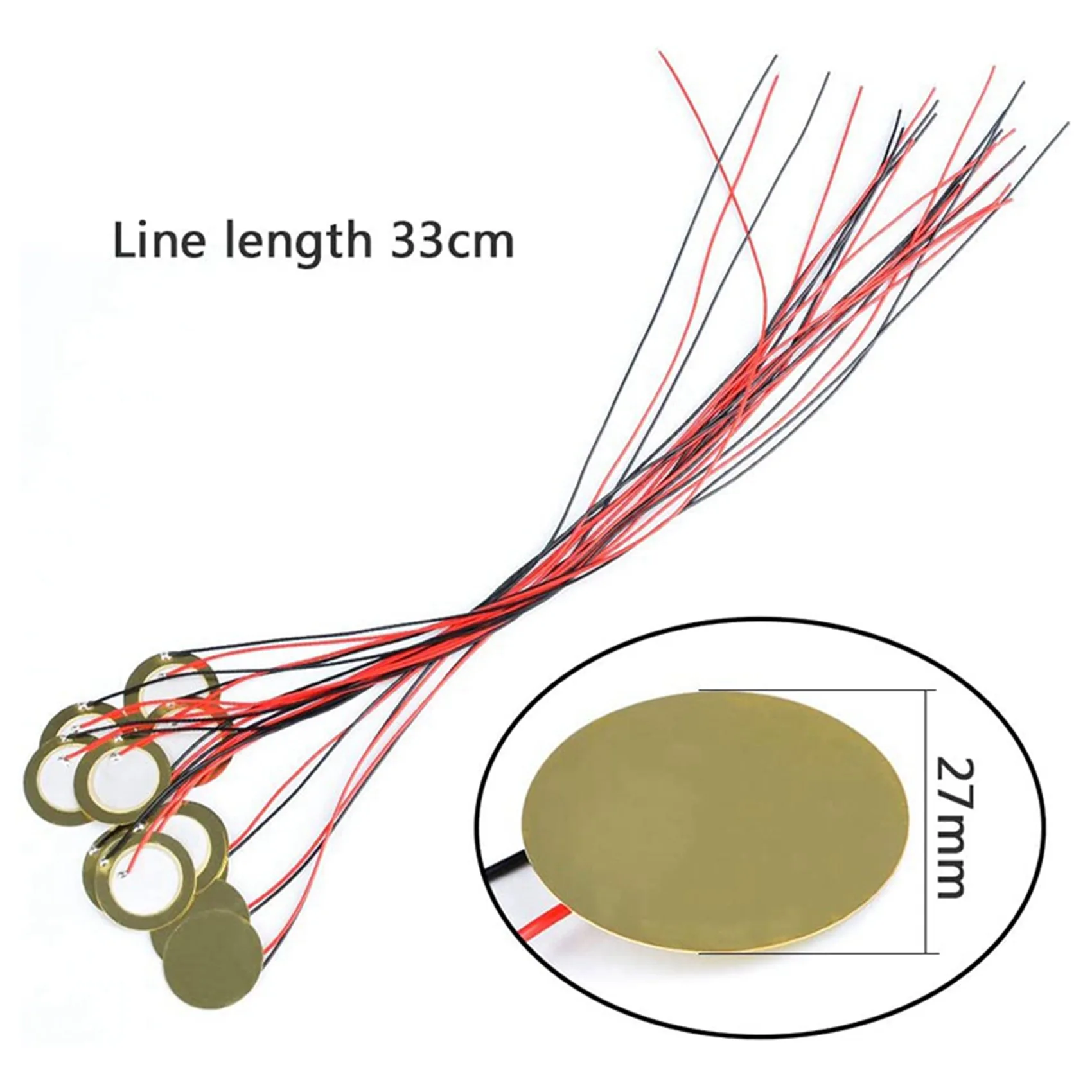 ABLB-30Pcs 27Mm Piezo Discs With Leads Mic Drum Trigger Acoustic Pickup For Acoustic Guitar