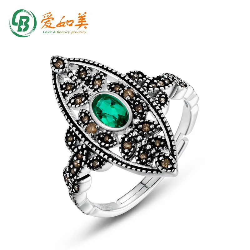 

18K Gold PT950 Platinum Silver Plated 7-layer Gold Leaf Ring with Exaggerated Female Personality, Cultivated Emerald Ring