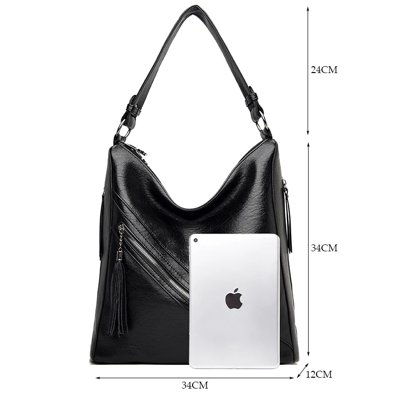 Fashion Tassel Handbags Women Shoulder Bags Designer Large Tote Ladies Travel Hand Bag Quality Leather Crossbody Bags Female