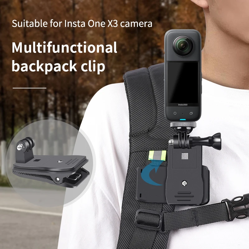 Pour Insta360 X4 X3 / X2 accessoires 360 degrés rotatif sac à dos pince support pour Insta 360 ONE X 2 Sport