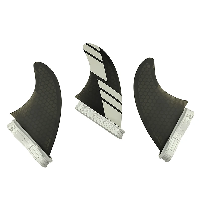 Medium Size Quilla Tri Short Board Fins UPSURF FCS 2 Black With White/Red/Blue Surfboard Fin Fibreglass Double Tabs2 Surfing Fin