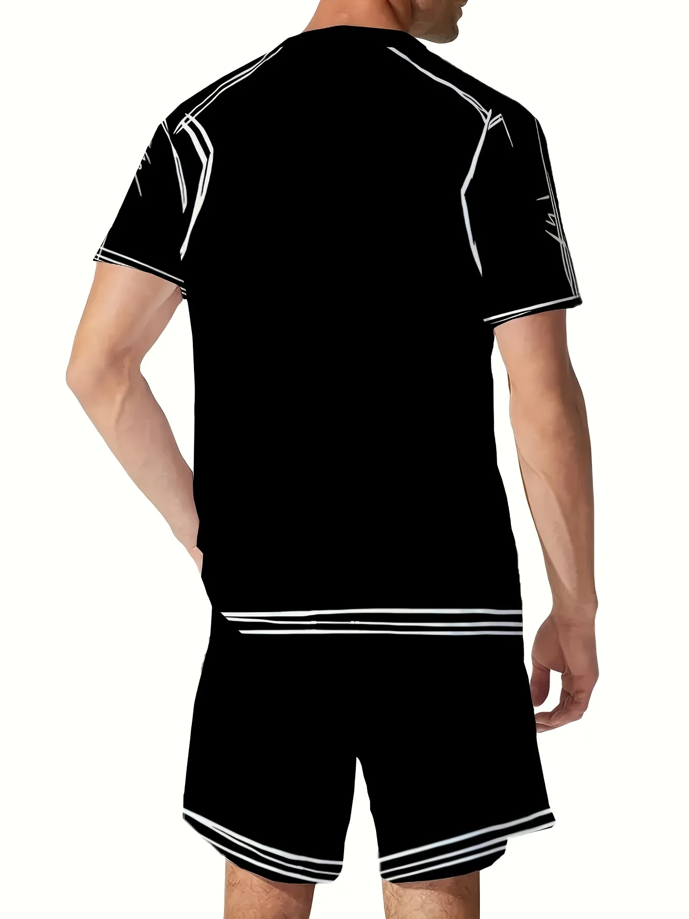 Summer 2025 New Men's T-shirt Suit Top Shorts Set Summer Funny Clothes Harajuku Casual Short Sleeve And Shorts 2-piece Set Polye