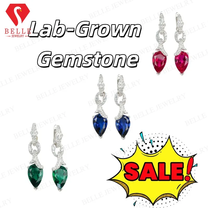 

3,5-5,8 карата индивидуальные серьги груша с рубином/сапфиром/колумбия для женщин темпераментные длинные серьги Рождественский подарок гипоаллергенные