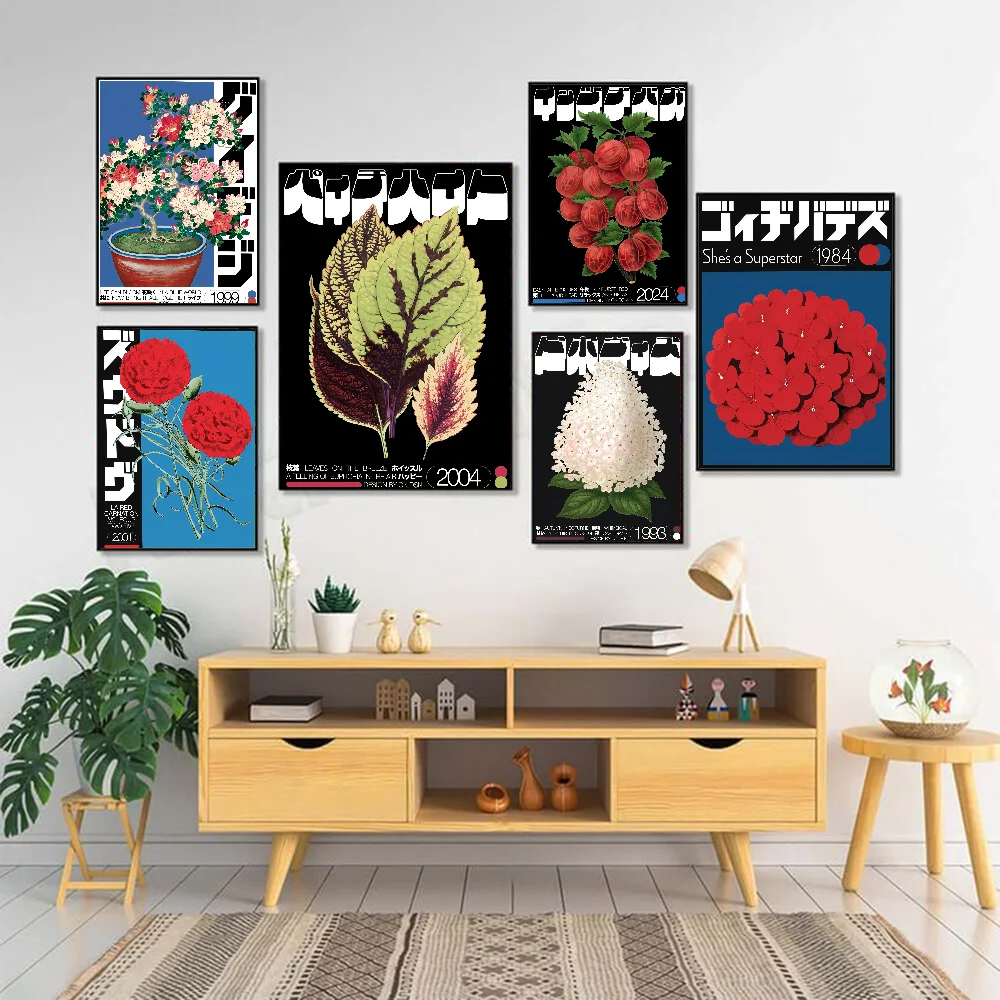 Japan Vintage Rose Flowers Fruits Trees Poster Living Bed Room Bar Hallway Sticky Wall Art Printing Waterproof Aesthetic Decor - Image 2