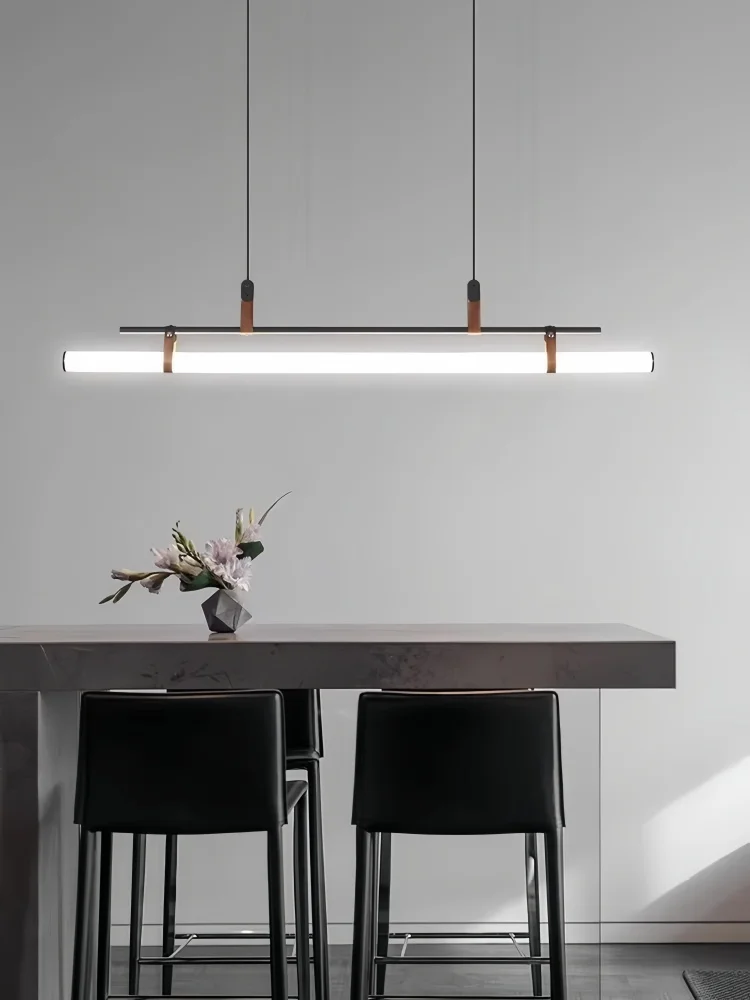 Nordic Minimalist LED Pendant Lamp designer long strip chandelier Dining room Study Room Office Kitchen island chandelier view 6