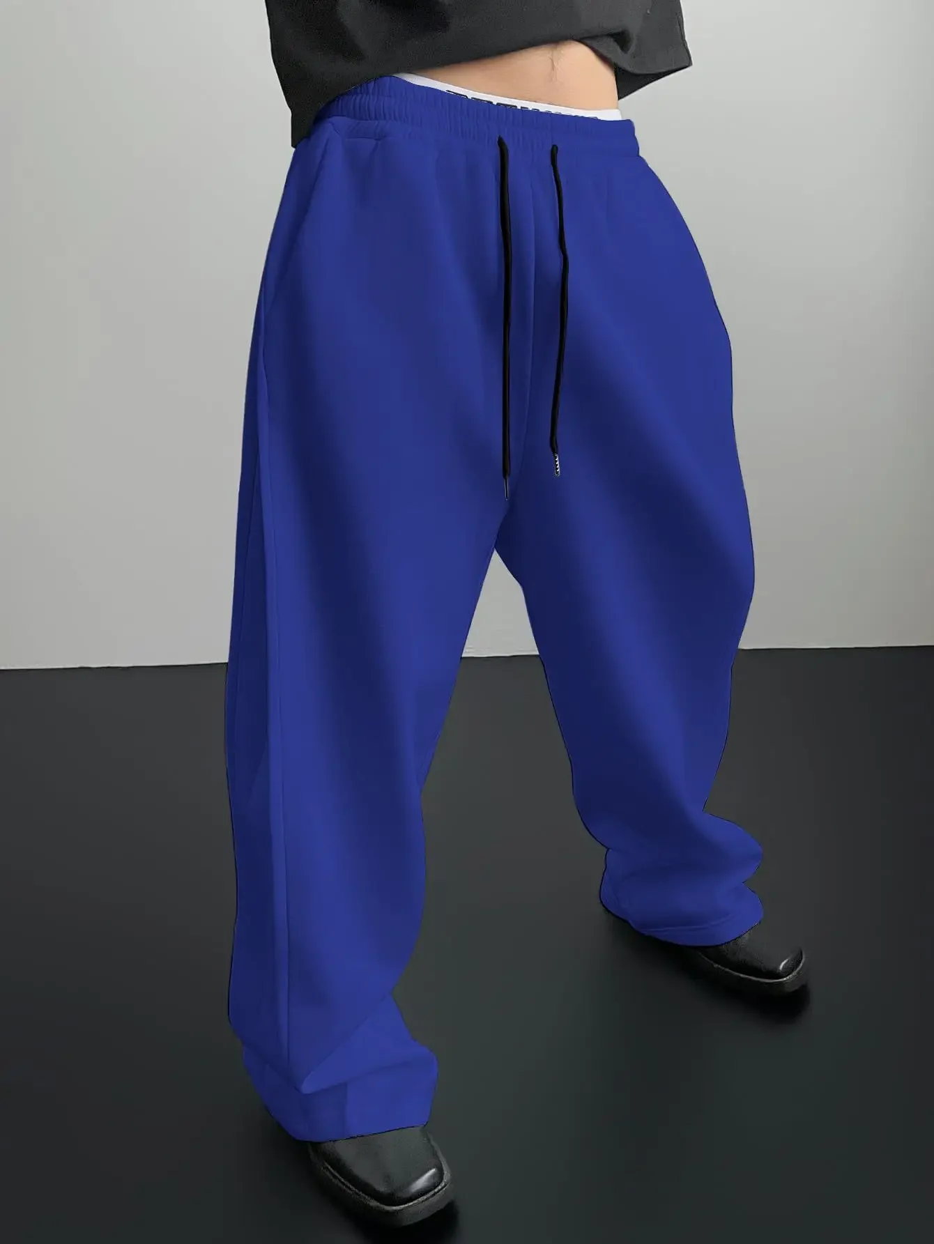 2026 men's wide leg sweatpants, European and American men's and women's sweatpants, waist drawstring straight leg loose casual s