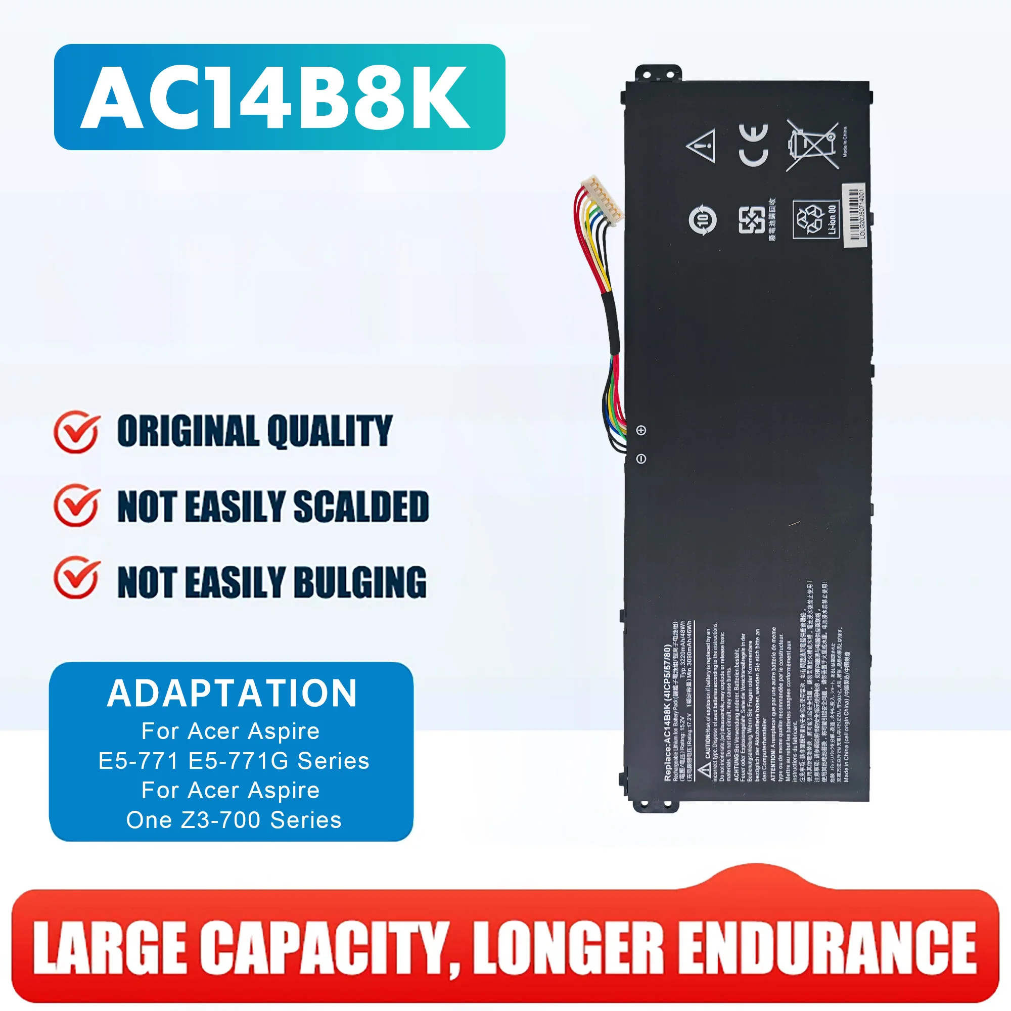 

Lithium battery AC14B8K AC14B3K For Acer Chromebook 11/13/15 CB3-111/531/571 CB5-311/311P C670 C810 C910 Gateway NE511/NE512