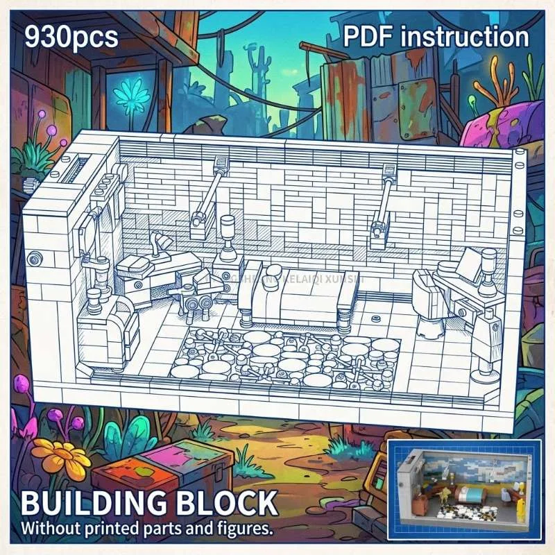 

Falowt Impressionist Art Bedroom Diorama with Brick Mosaic Wall MOC Building Blocks for 220997 MOC